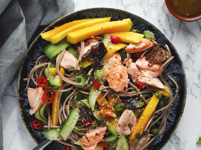 Sesame Salmon Soba Noodle Salad